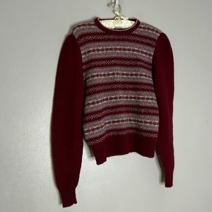Brooks Brothers Burgundy and Gray Crew Neck Sweater